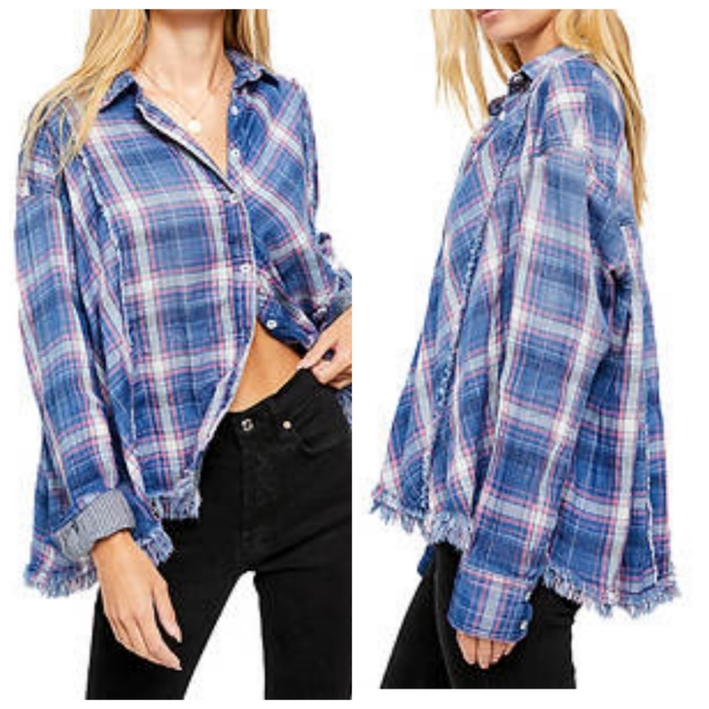 Free People Seeking Starlight Plaid Button Down